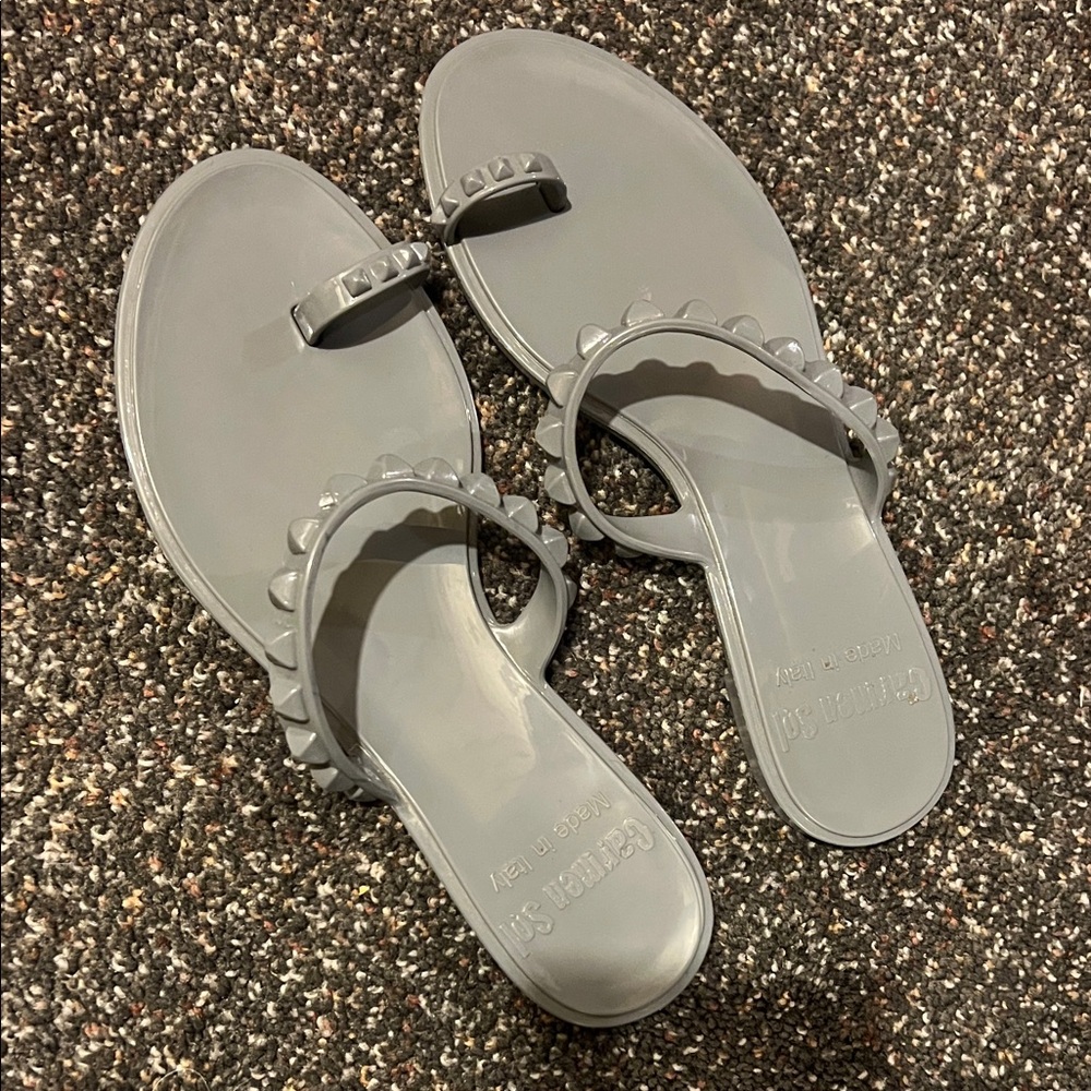 Elegant Gray Studded Women's Sandals